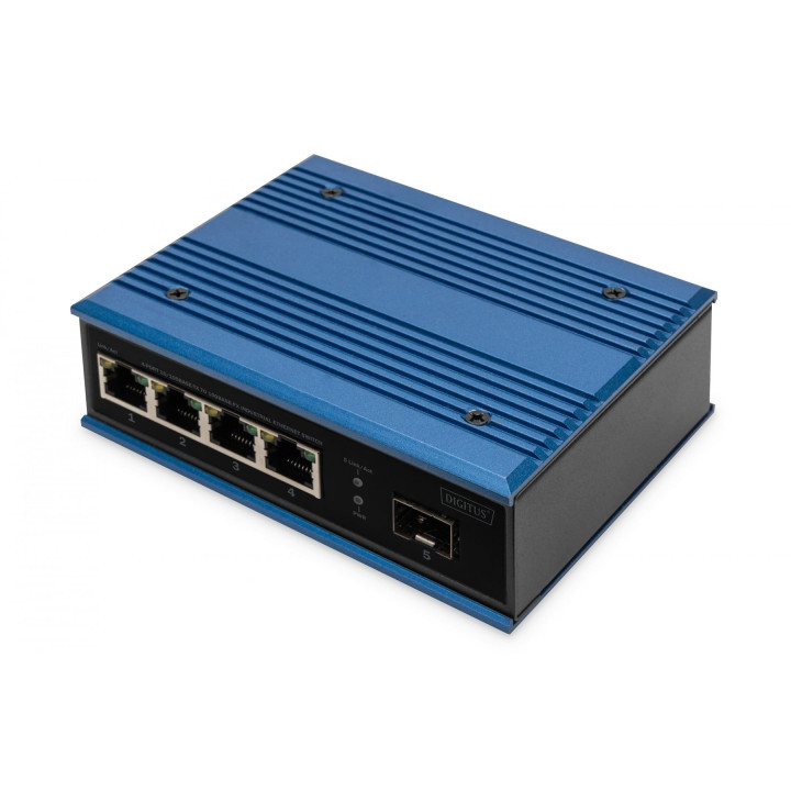 DIGITUS DN-651130 Industrial 5-Port Fast Ethernet Switch Unmanaged, 4 RJ45 Ports 10/100 Mbps