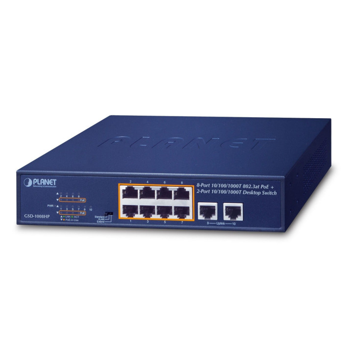 PLANET GSD-1008HP 8-Port Gigabit PoE+ Switch (120W Budget)