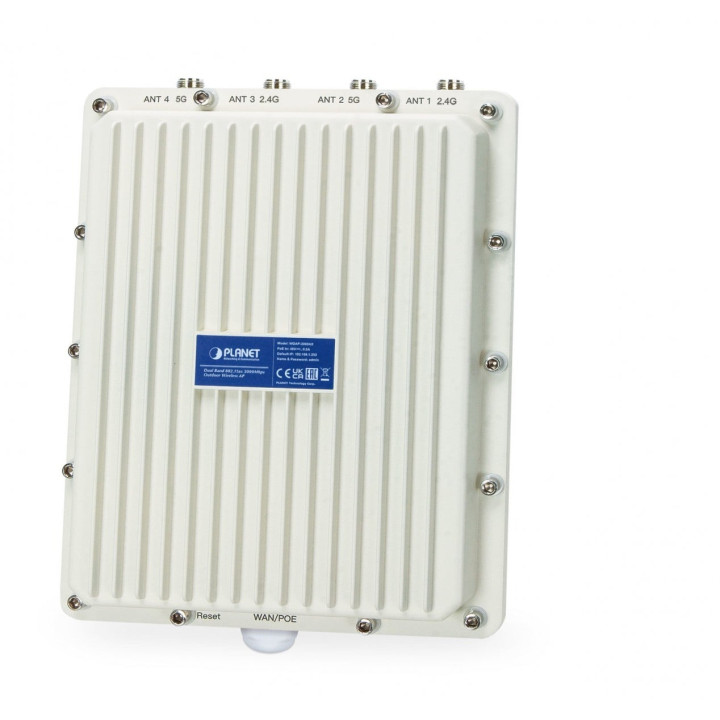 PLANET WDAP-3000AX Point d'accès Wi-Fi 6 extérieur IP67, double bande 3000 Mbps, 802.3at PoE+ PD, 4x type N, protection contre l