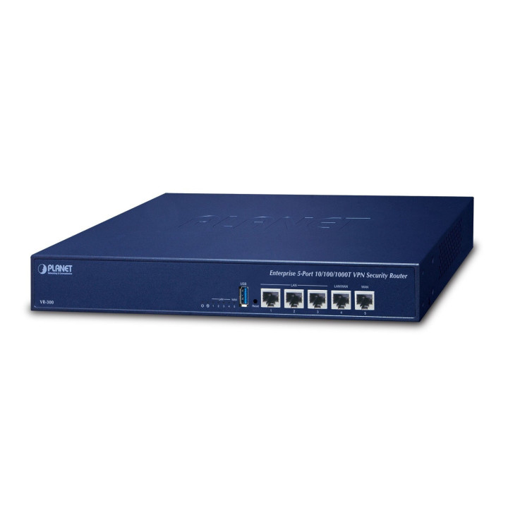 PLANET VR-300 Enterprise 5-portowy gigabitowy router zabezpieczający VPN z podwójną funkcją przełączania awaryjnego sieci WAN i 
