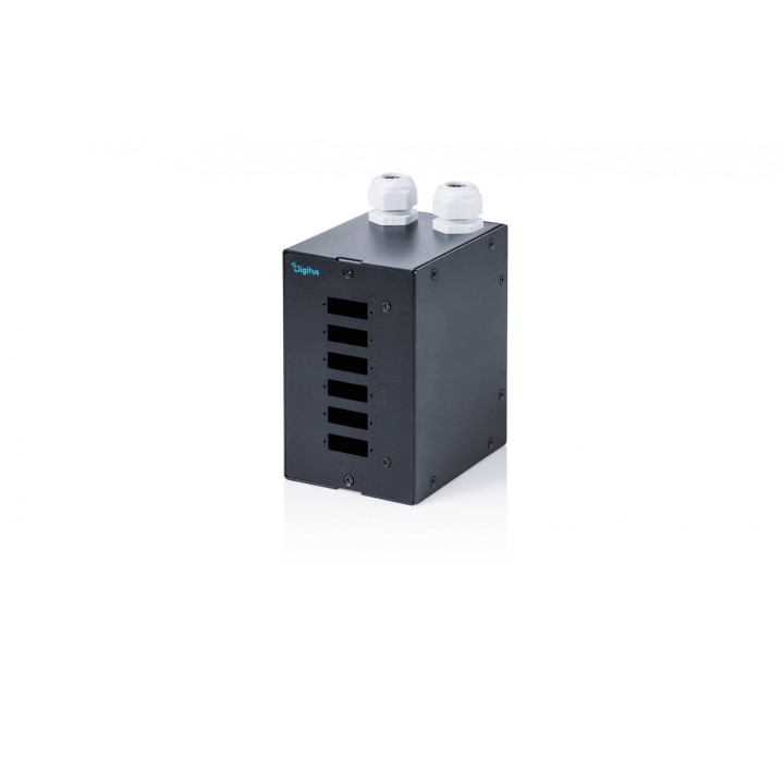 DIGITUS DN-96990 Fiber Optic DIN Rail Splitter, 6-Port, SC DX/LC Quad, Black