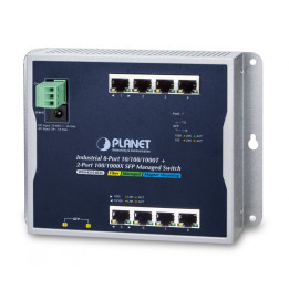 PLANET WGS-4215-8T2S Managed Ethernet Switch, 8-Port Gigabit + 2 SFP, IP30, -40-75°C