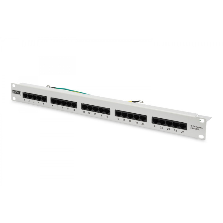 DIGITUS DN-91325-1 CAT 3 ISDN Patch Panel, Unshielded, 25-Port RJ45, 1U Rack Mount