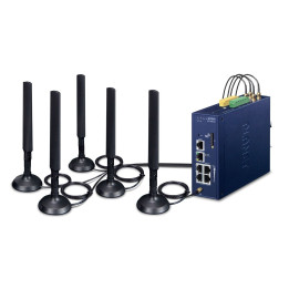 PLANET LCG-300-NR-US Przemysłowa bramka komórkowa IoT LoRaWAN + 5G NR z 5 portami Gigabit Ethernet, IP30, montaż na szynie DIN