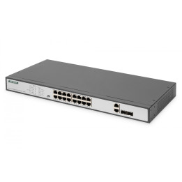 DIGITUS DN-95342-1 Fast Ethernet PoE Switch, 16-Port PoE + 2 Combo, 250W PoE Budget