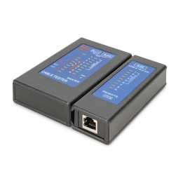 DIGITUS DN-14001-2 LED Network Cable Tester, Cat.5e-Cat.6A, RJ45/RJ12/RJ11, Auto-Scan with PoE