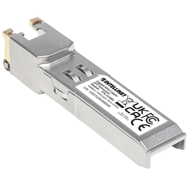Intellinet 523882 Gigabit RJ45 Copper SFP Transceiver Module, 1000Base-T, 100m, MSA Compliant