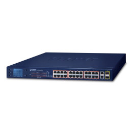 PLANET FGSW-2622VHP 24-Port 10/100TX PoE+ Switch with 2 Gigabit Uplink and 2 SFP, 300W Budget, Smart LCD