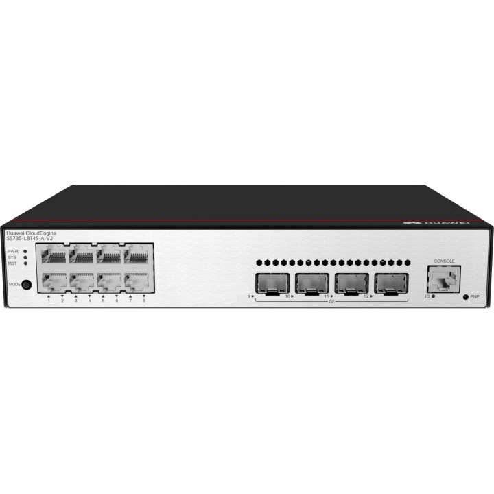 Conmutador Gigabit administrado HUAWEI S5735-L8T4S-A-V2 - 8x GE RJ45, 4x GE SFP, L2, alimentación de CA + licencia