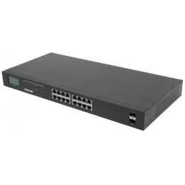 Intellinet 561259 16-Port Gigabit PoE+ Managed Switch with LCD and 2x SFP Slots