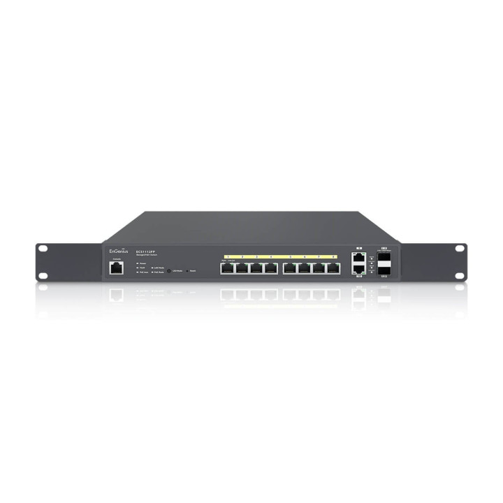 Switch administrado EnGenius ECS1112FP, 8x Gigabit PoE+ (130W), 2x Uplink, administrado en la nube