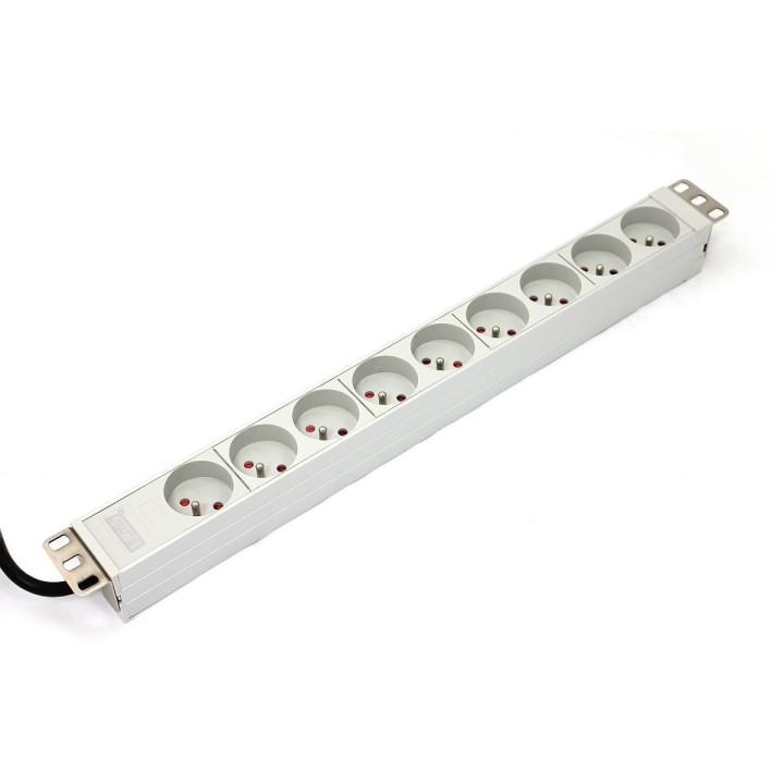 DIGITUS A-19-STRIP-3-IMP 19" PDU, 9x Type E Sockets, 16A, 1.8m, White