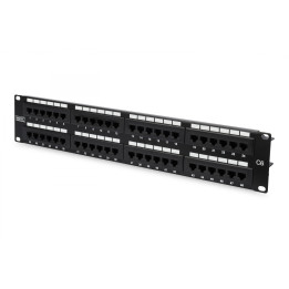DIGITUS CAT 6 Patch Panel, Unshielded, 48-Port RJ45, 2U Rack Mount, Black