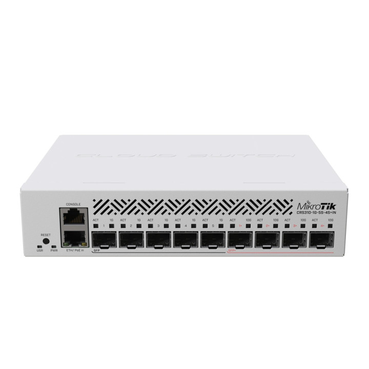MikroTik CRS310-1G-5S-4S+IN L3 Gigabit Ethernet Switch with PoE Input, 1U