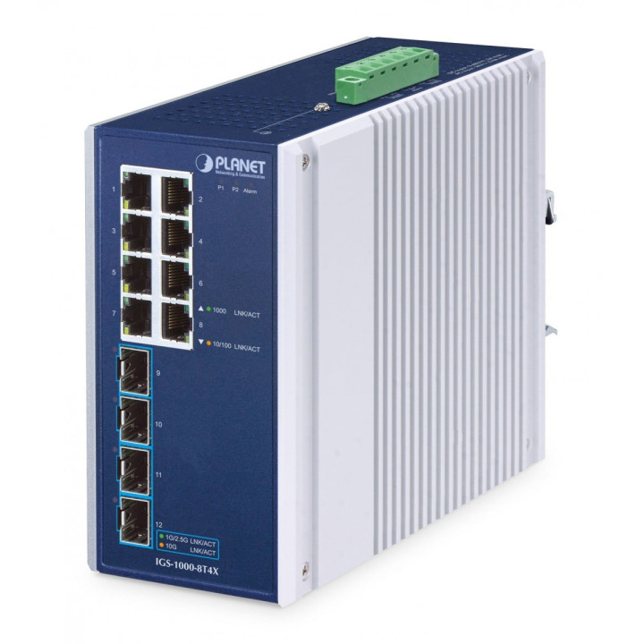 PLANET IGS-1000-8T4X Industrial 8-Port Unmanaged Gigabit Ethernet Switch