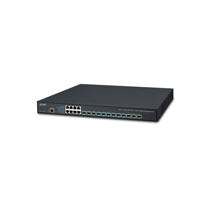 PLANET XGS-6350-12X8TR Switch administrable couche 3, 12x 10G SFP+ et 8x Gigabit RJ45, empilable, alimentation redondante