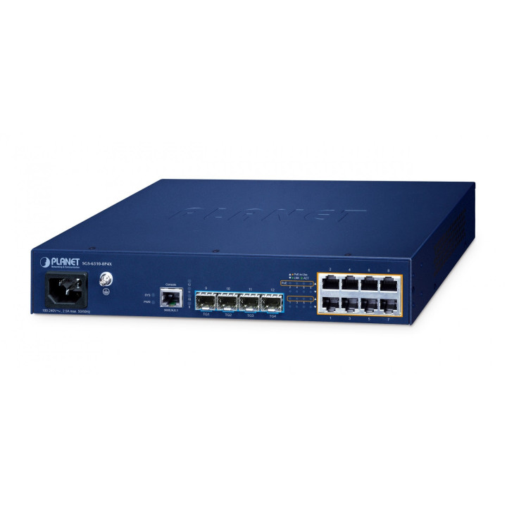 PLANET SGS-6310-8P4X PoE коммутатор 8 PoE+ 4 SFP+