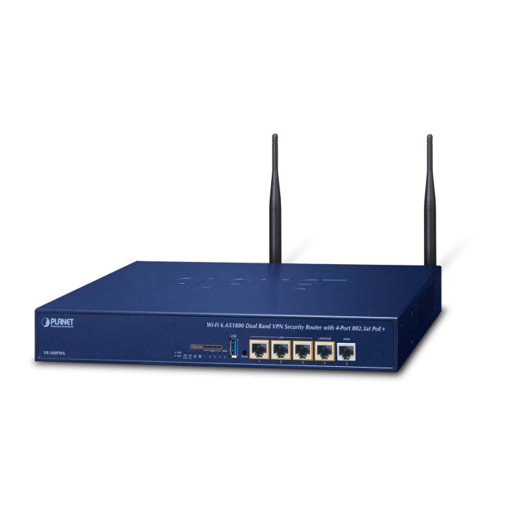 Planet VR-300PW6 Wi-Fi 6 AX1800 Dual Band Tabletop Router with Cybersecurity