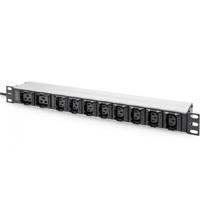 DIGITUS DN-95427 1U Aluminum PDU, 8x C13 + 2x C19, 16A, 230V, IEC C20