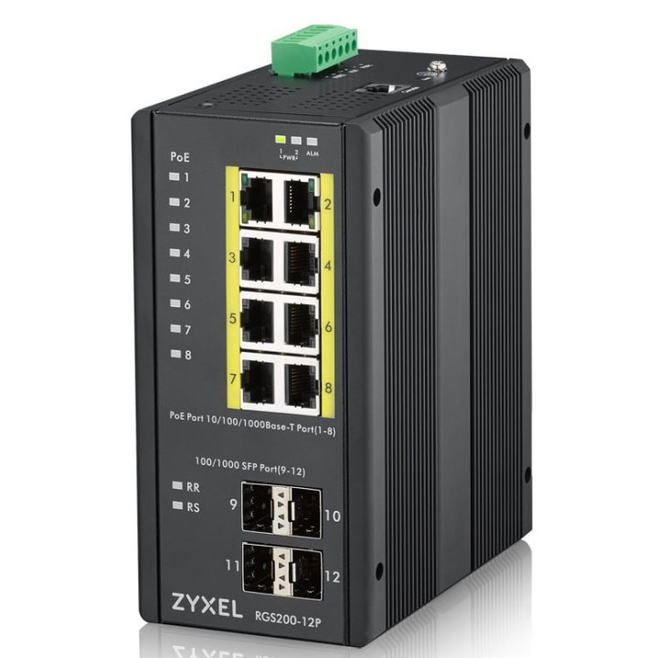 ZyXEL RGS200-12P-ZZ0101F 12-портовый PoE коммутатор 240 Вт DIN