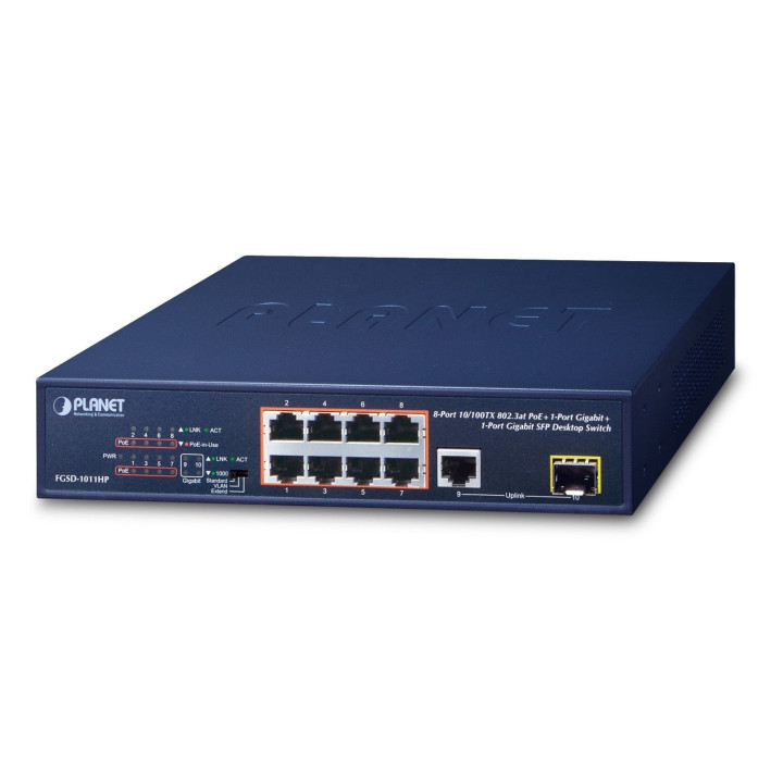 PLANET FGSD-1011HP 8-Port PoE+ Switch with 120W Budget
