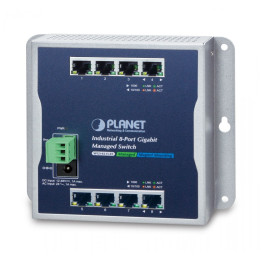 PLANET WGS-4215-8T Managed Gigabit Ethernet Switch, 8-Port 1000Base-T, IP30, -40°C to 75°C, Dual Power Input