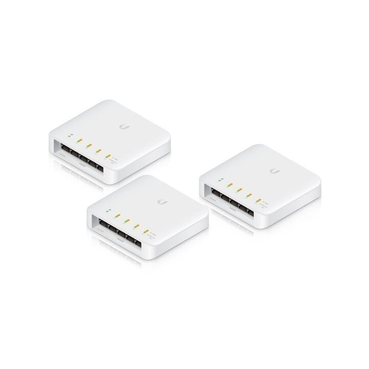 Ubiquiti USW-FLEX-3 UniFi Switch Flex Lot de 3 commutateurs Gigabit PoE gérés avec 4 ports PoE