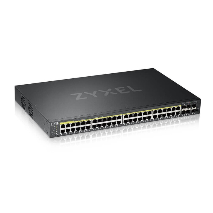 ZyXEL GS2220-50HP-EU0101F Conmutador PoE+ administrado Gigabit L2 de 48 puertos con 4 enlaces ascendentes SFP, presupuesto PoE d