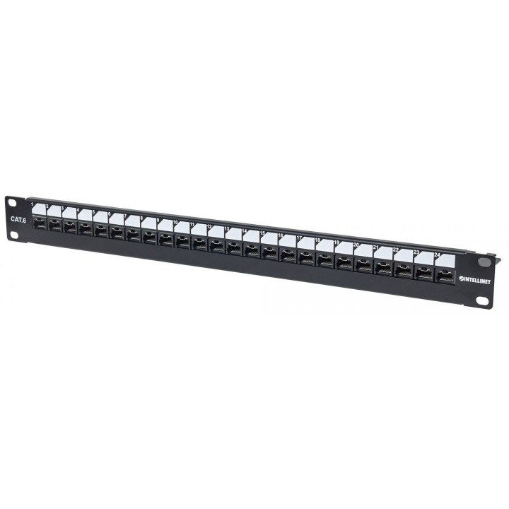 Intellinet 720564 Cat6 UTP 24-Port Patch Panel, 1U, Locking, Black