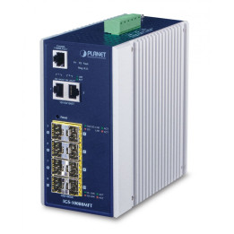 PLANET IGS-10080MFT Switch Ethernet administrable industriel – 6 SFP + 2 SFP 2,5G + 2 RJ45, IP30, -40°C à 75°C, double alimentat