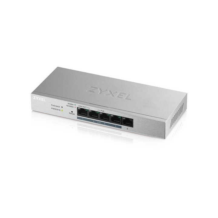 ZyXEL GS1200-5HPV2-EU0101F Switch gestionable web Gigabit PoE+ de 5 puertos, 4x PoE 60W, escritorio
