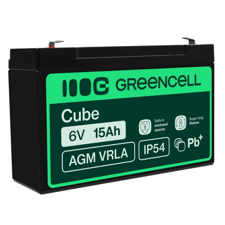 Green Cell AGM40 VRLA 6V 15Ah Maintenance-Free Battery