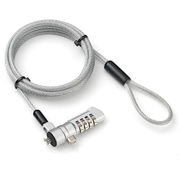 Techly IQ-LOK-16-K Câble de sécurité pour ordinateur portable avec emplacement Nano 1,8 m Argent