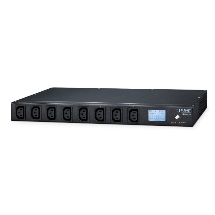PLANET IPM-8221 Gestionnaire d'alimentation commuté à 8 prises basé sur IP avec 2 ports en cascade, entrée 16 A, 10 A par prise,
