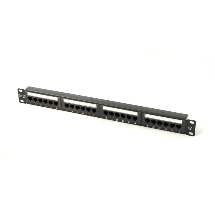 DIGITUS DN-91524U-1 CAT 5e Unshielded Patch Panel, 24-Port RJ45, 1U Rack Mount, Black