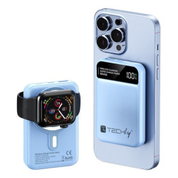 Techly I-CHARGE-10LCDBL Banque d'alimentation magnétique sans fil 10 000 mAh