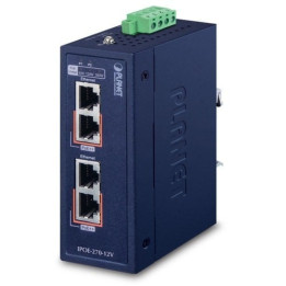 PLANET IPOE-270-12V IP30 Industrial 2-Port Multi-gigabit 802.3bt PoE++ Injector