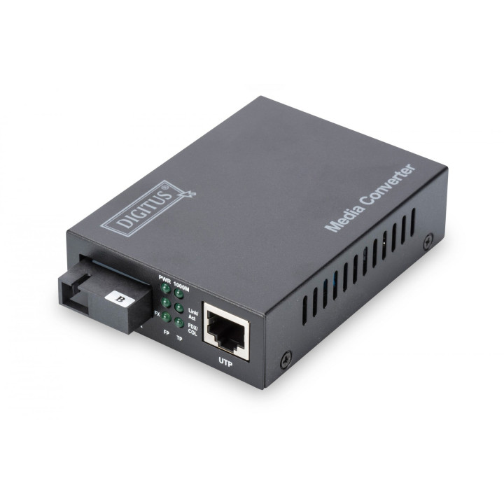 DIGITUS DN-82123 Gigabit Ethernet Media Converter, Singlemode, BiDi Tx1550nm/Rx1310nm, SC, 20km