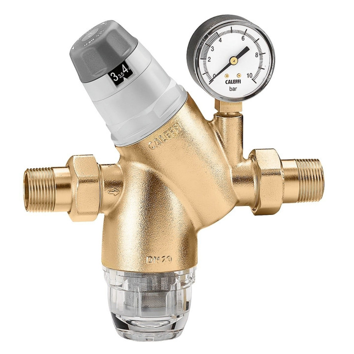 Caleffi 535151 Pressure Regulator with Replaceable Cartridge and Pressure Gauge 3/4"