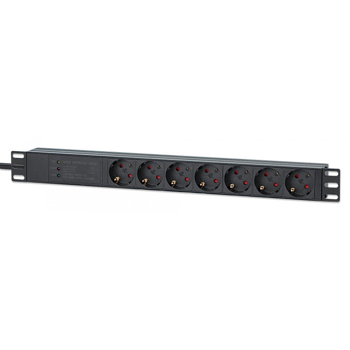 Intellinet 7-Outlet Power Strip with 2m Cable and Surge Protection 715140