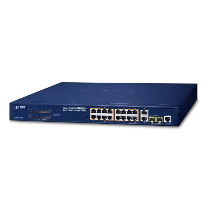 PLANET FGSW-1816HPS 16-Port 10/100TX PoE+ 2-Port Gigabit TP/SFP Combo Managed Switch (240W)