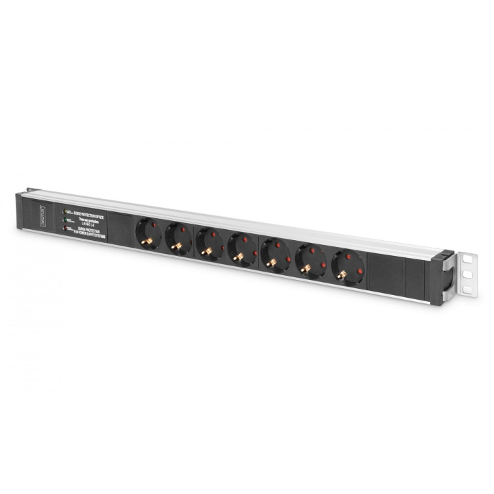 DIGITUS DN-95412 Aluminium PDU 16A 4000W 7x Schuko with Frequency Filter 2m