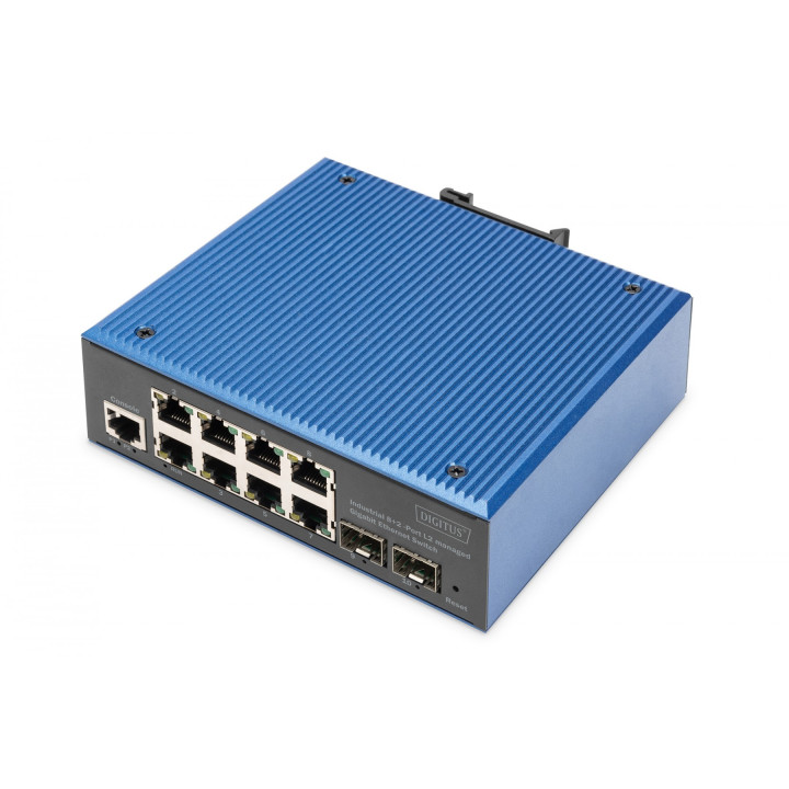 DIGITUS DN-651156 Industrial 8+2 Port L2 Managed Gigabit Ethernet Switch, 8x GE RJ45 + 2 SFP