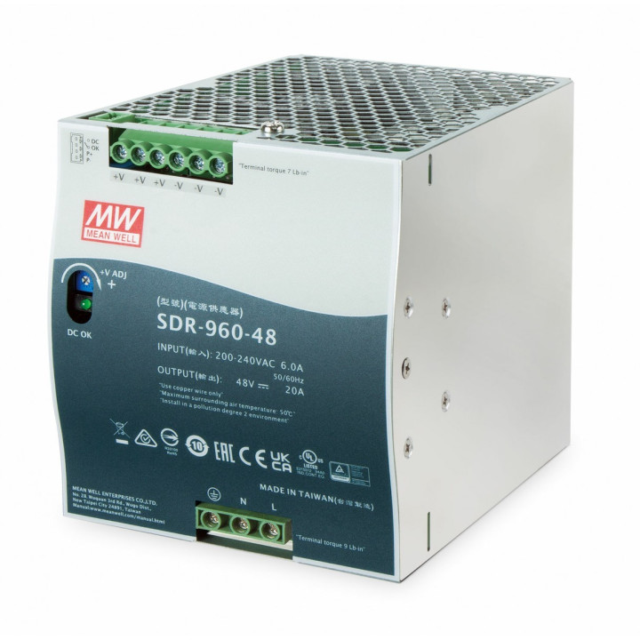 PLANET PWR-960-48 Alimentation sur rail DIN 48 V 960 W réglable 48-56 V DC 230 V AC entrée
