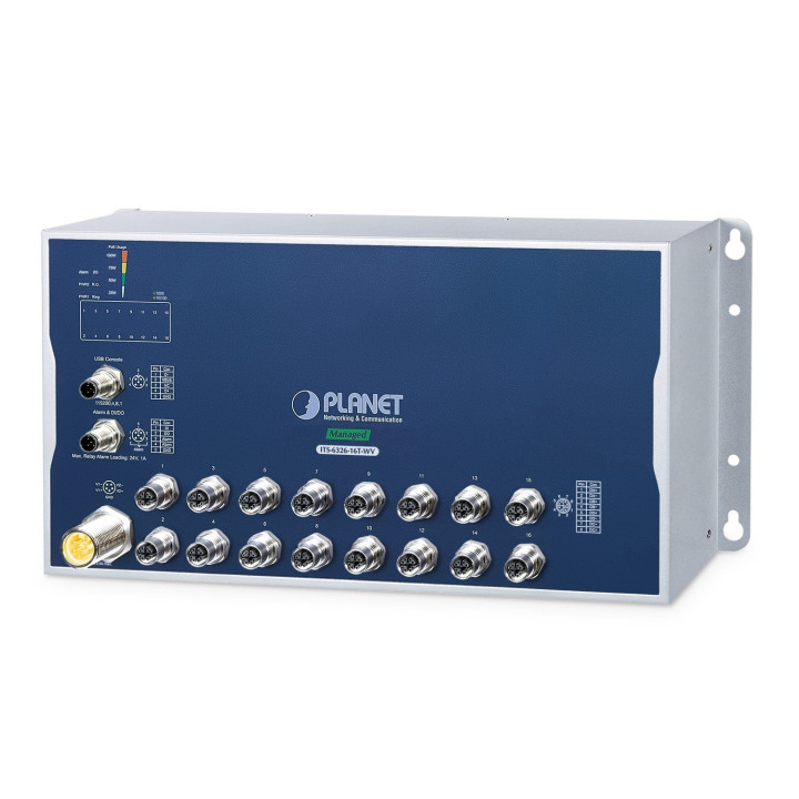 PLANET ITS-6326-16T-WV Conmutador PoE+ Gigabit L3 gestionado, 16x PoE+ 802.3af/at, 2x SFP, 240W, carril DIN