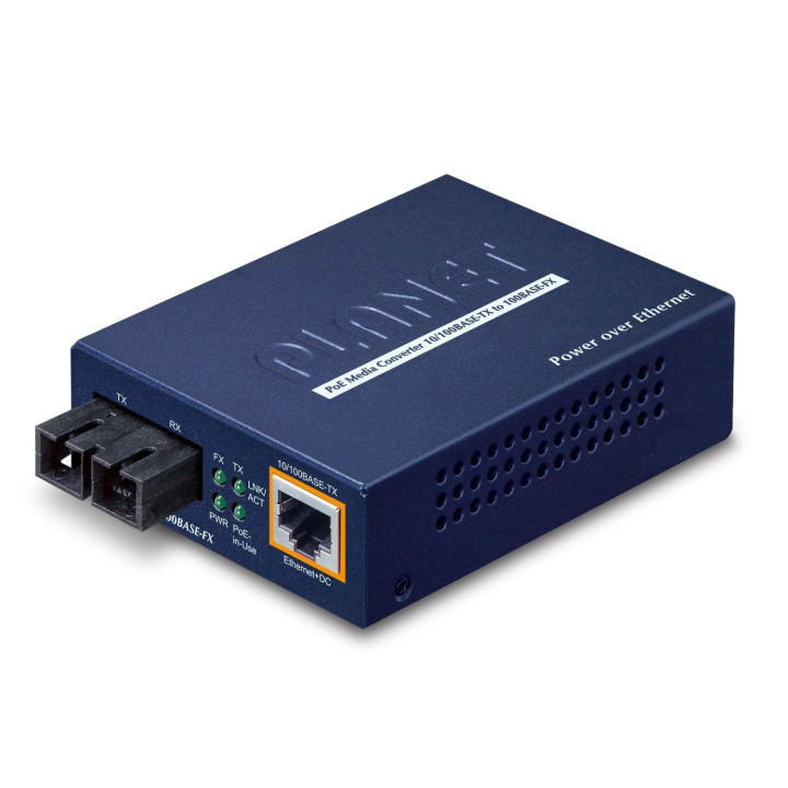 PLANET FTP-802S15 PoE Fiber Media Converter 10/100TX to 100Base-FX Single-Mode SC 15km