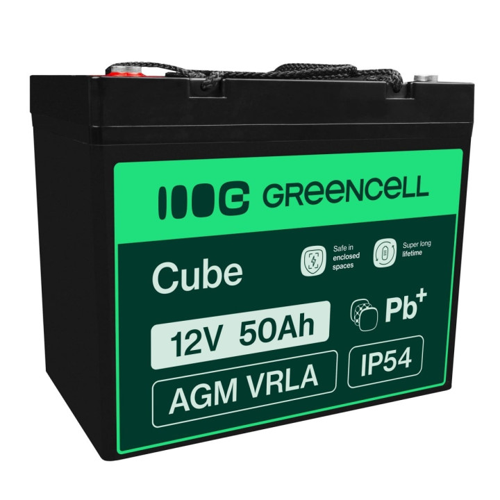 Green Cell AGM56 12V 50Ah VRLA Battery – Maintenance-Free for Boats, Scooters, Campers, Wheelchairs, Lawnmowers