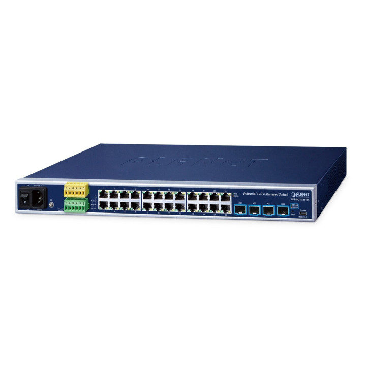 PLANET IGS-R4215-24T4X Industrial L2/L4 Managed Switch, 24x Gigabit + 4x 10G SFP+, IP30, -40~75°C