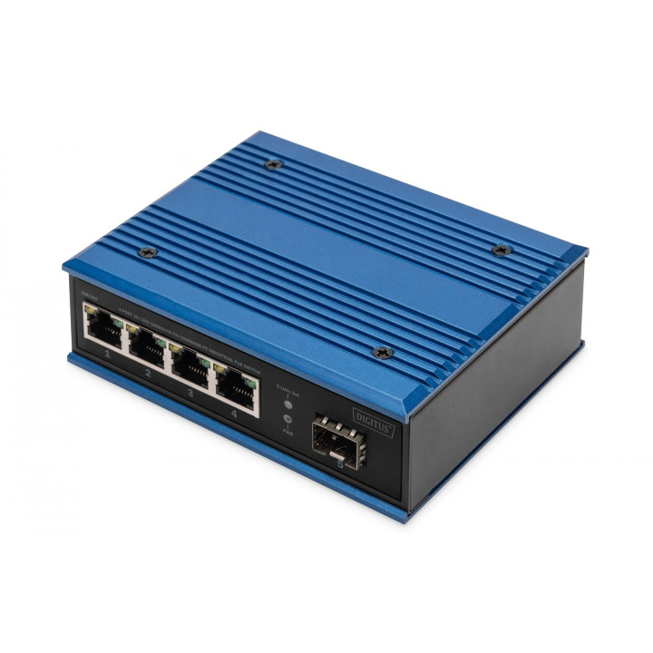 DIGITUS DN-651135 Industrial 5-Port Gigabit PoE Switch, 4 PoE Ports, Unmanaged