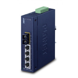 PLANET ISW-511TS15 IP30 Slim Type 4-Port Industrial Ethernet Switch + 1-Port 100Base-FX (15km) (-40 to 75°C)